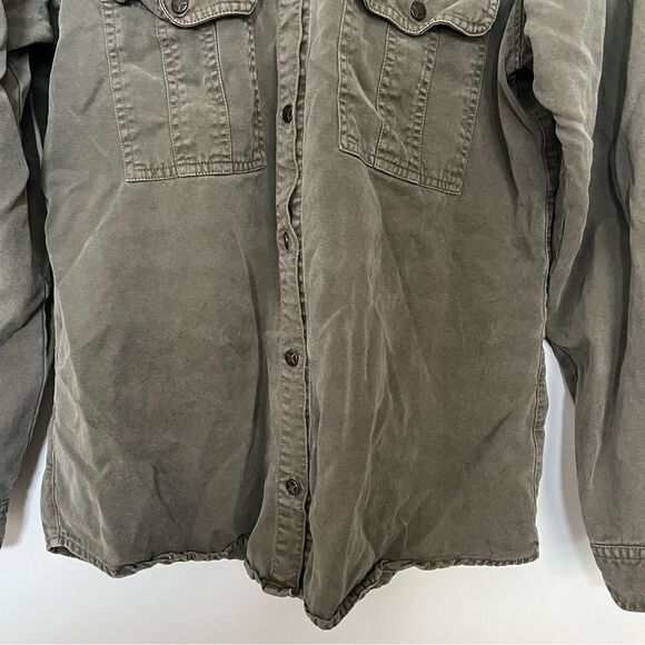 Tennis Shirt Womens Size L Olive Green US Army Military Utility Button Down - Picture 3 of 11